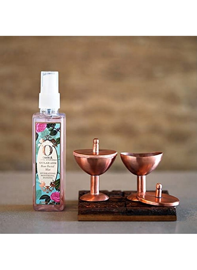 Ohria Ayurveda Pure Copper Eye Wash Cups: Netra Shudhi With Rose Facial Mist 100ml