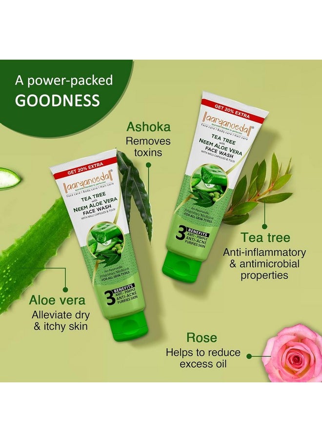 Aryanveda Tea Tree Face Wash With Neem & Aloe Vera Extracts 120g & Spf 40 Sunscreen Lotion 60g