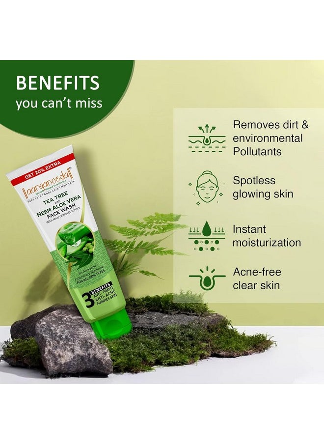 Aryanveda Tea Tree Face Wash With Neem & Aloe Vera Extracts 120g & Spf 40 Sunscreen Lotion 60g