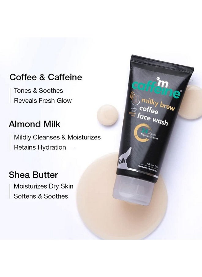 mCaffeine Milk & Coffee Face Wash for Dry Skin (Pack of 2) | Dry Skin Face Wash For Men & Women with Almond Milk & Shea Butter | Daily Use Face Cleanser | Natural & 100% Vegan (150 ml)