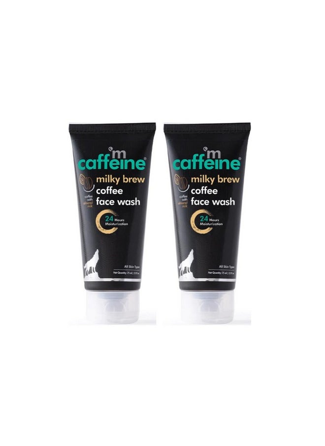 mCaffeine Milk & Coffee Face Wash for Dry Skin (Pack of 2) | Dry Skin Face Wash For Men & Women with Almond Milk & Shea Butter | Daily Use Face Cleanser | Natural & 100% Vegan (150 ml)