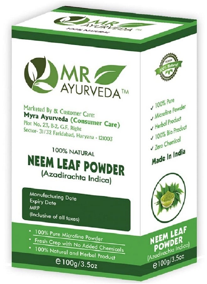 MR Ayurveda 100% Natural Neem Powder | Neem Powder for Face | Neem Powder for Hair | Neem Powder for Skin | Neem Powder for Face Pack | No Added Chemicals - Set of 2 (200 Grams)