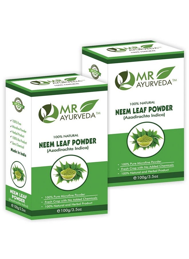 MR Ayurveda 100% Natural Neem Powder | Neem Powder for Face | Neem Powder for Hair | Neem Powder for Skin | Neem Powder for Face Pack | No Added Chemicals - Set of 2 (200 Grams)