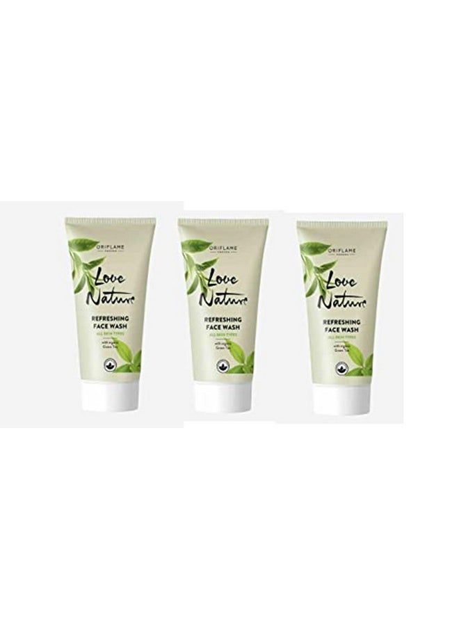 Love Nature Refreshing Face Wash With Organic Green Tea - 50 Ml - Pack Of 3