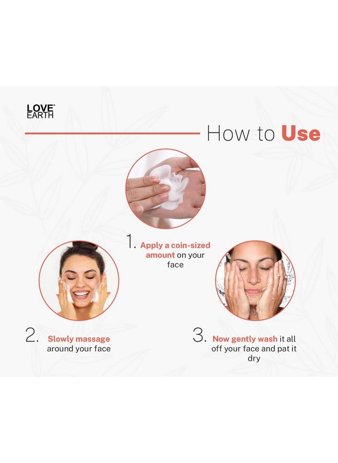 Love Earth No Foam Face Wash for Normal to Sensitive Skin | Soap Free, Non-Irritating, Skin Hydrating | Gentle Skin Cleanser 100ML