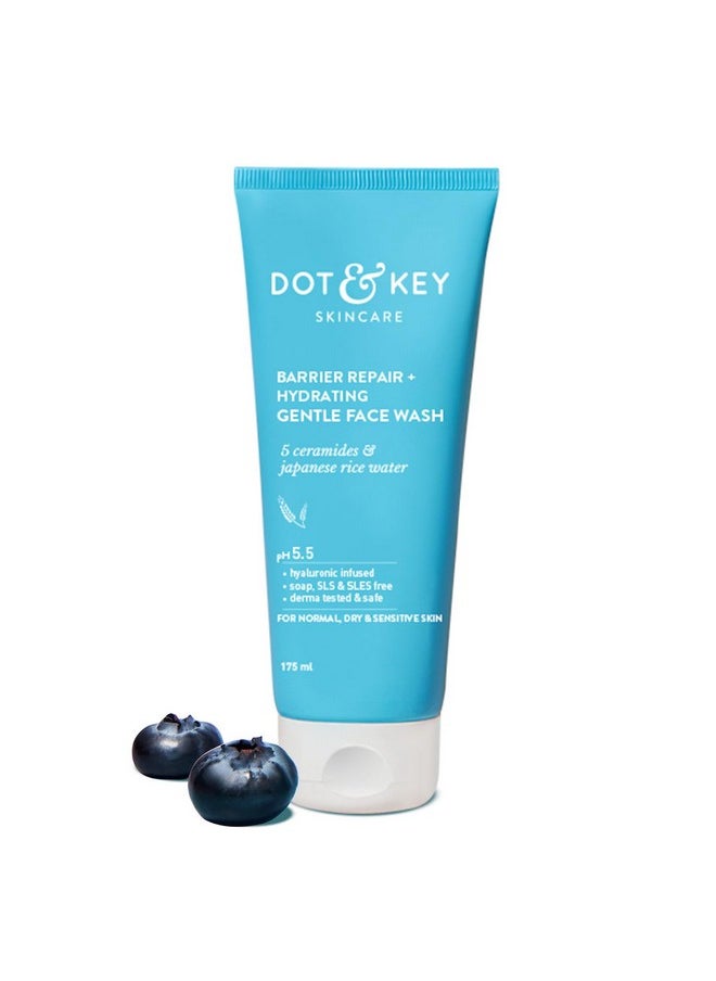 DOT & KEY Barrier Repair + Hydrating Gentle Face Wash With Probiotic| Ceremide Face Wash | Face Wash For Dry Skin,Normal Skin&Sensitive Skin | Gently Cleanses Skin From Dirt & Oil For Unisex,175ML