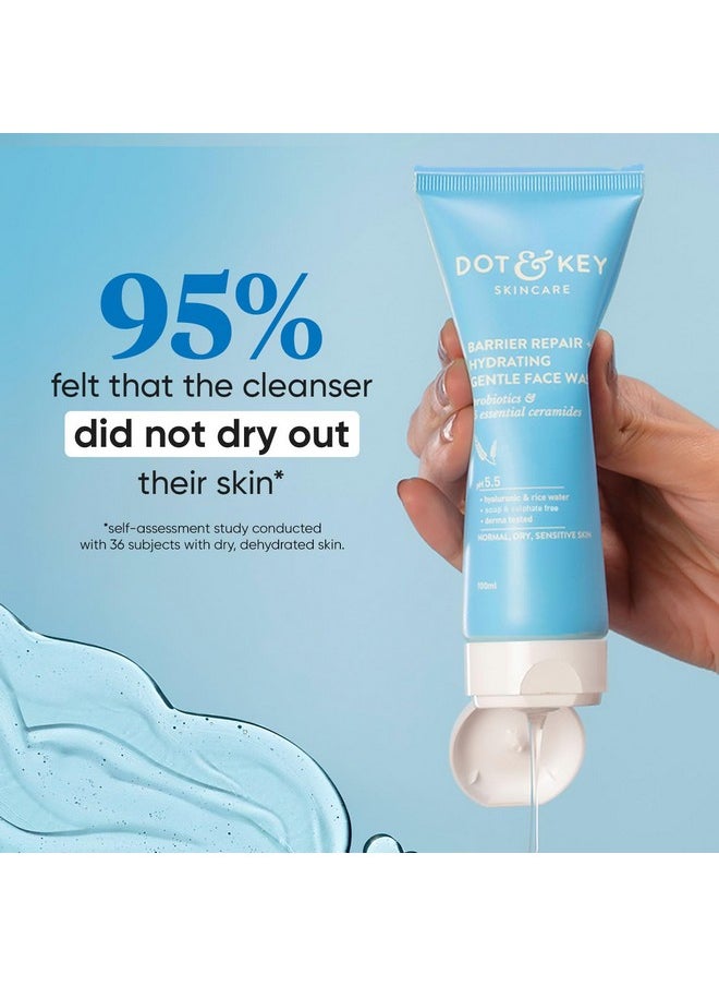 DOT & KEY Barrier Repair + Hydrating Gentle Face Wash With Probiotic| Ceremide Face Wash | Face Wash For Dry Skin,Normal Skin&Sensitive Skin | Gently Cleanses Skin From Dirt & Oil For Unisex,175ML