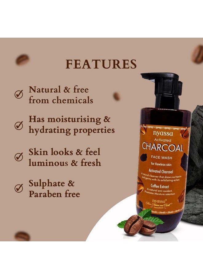 Activated Charcoal Face Wash for flawless skin with Activated Charcoal and Coffee extract for normal to dry skin 210ml