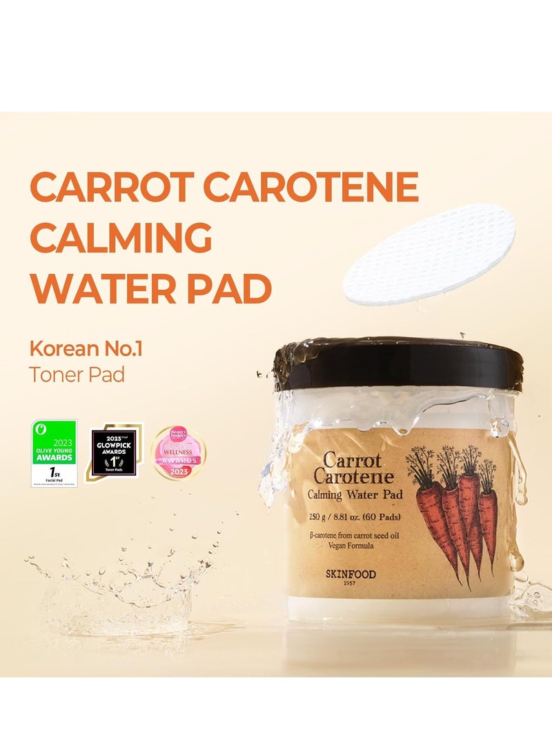 Carrot Carotene Calming Water Pad 250g 8 81 oz 60 Sheets Redness Relief Soothing Facial Toner Pads for Sensitive Skin Cruelty Free Valentine Day Gift