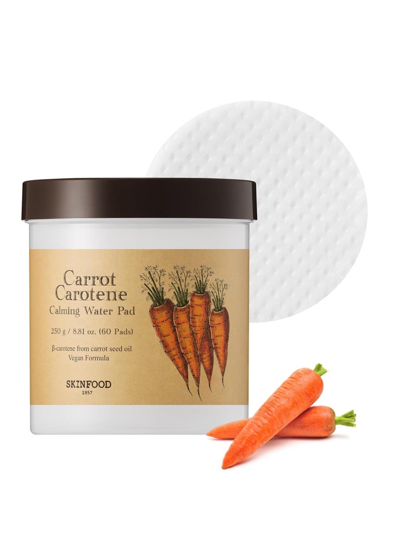 Carrot Carotene Calming Water Pad 250g 8 81 oz 60 Sheets Redness Relief Soothing Facial Toner Pads for Sensitive Skin Cruelty Free Valentine Day Gift