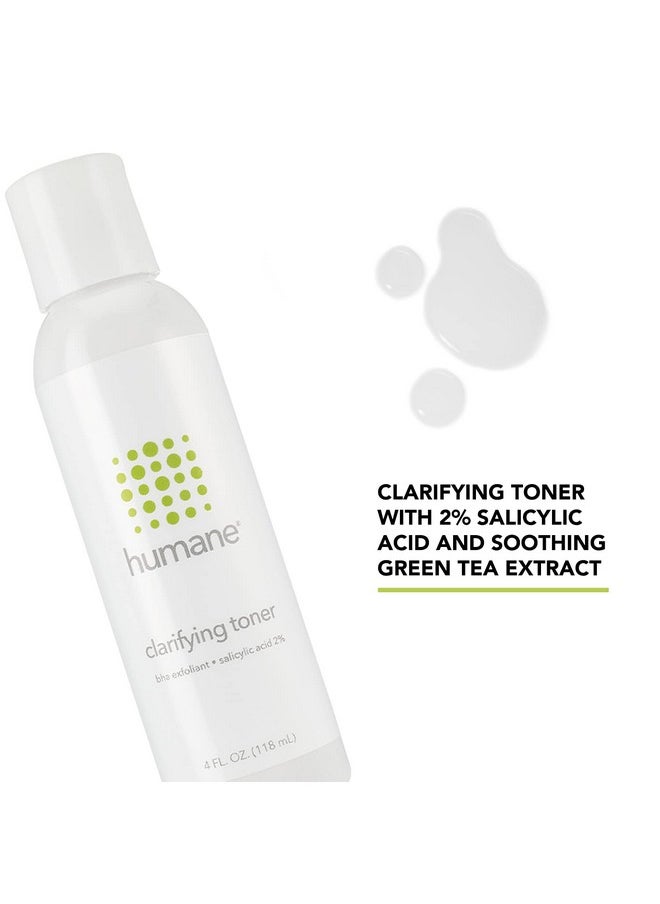 Humane Clarifying Toner for Face - 2% BHA Liquid Salicylic Acid - Pore Minimizer and Face Exfoliator - Gentle for All Skin Types - Removes Excess Oil, Dead Skin Cells, and Grime - 4 Ounce