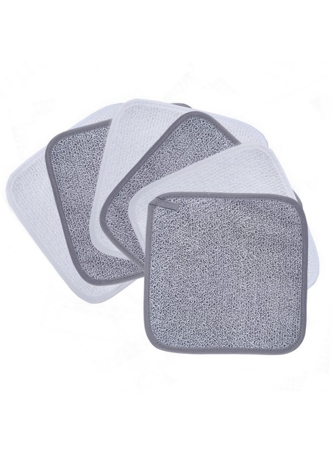 Polyte Premium Hypoallergenic Microfiber Makeup Remover and Facial Cleansing Cloth, 8 x 8 in, 6 Pack (Gray,White)