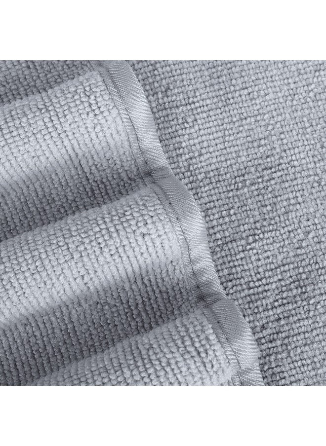 POLYTE Premium Lint Free Microfiber Washcloth Face Towel, 13 x 13 in, Set of 6 (Gray)