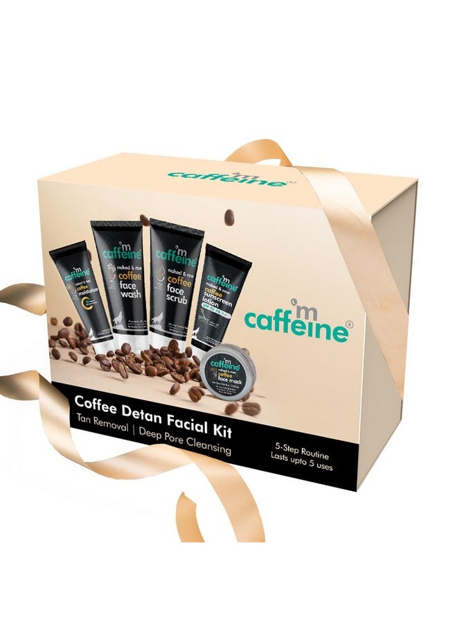 Coffee Detan Facial Travel Kit | Gift For Birthday And Anniversary | Value Pack Of 5 Signature Face Care Products: Face Wash, Scrub, Mask, Moisturizer & Sunscreen For Both Women And Men | Christmas Secret Santa Gift Set | Gifting Solution For All Occasions