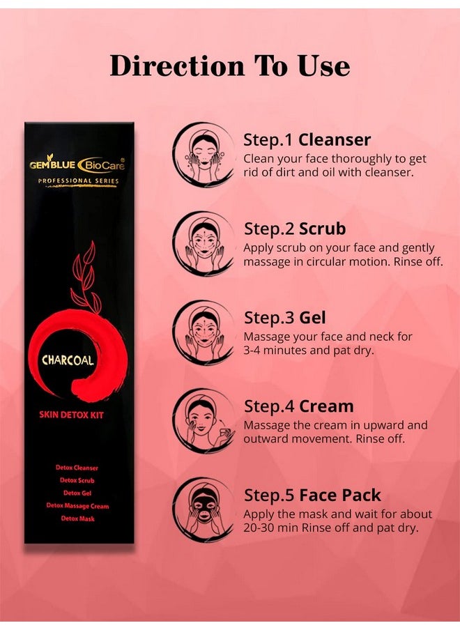 Gemblue Biocare Facial Kit for Glowing Skin Luminous and Radiant Complexion Includes Face Scrub Mask Gel Face Pack Cream Suitable for All Skin Types 275 Gm Facial Kit (Charcoal Facial Kit)