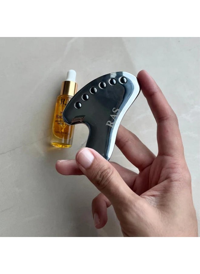 RAS Luxury Oils Germanium Gua Sha | Anti-Aging Ion Balancing & Environmental Stress Shield | Acupressure Pods for Radiant, Even-Toned Skin | Contours, Lifts, Reduces Puffiness, Fine Lines & Wrinkles