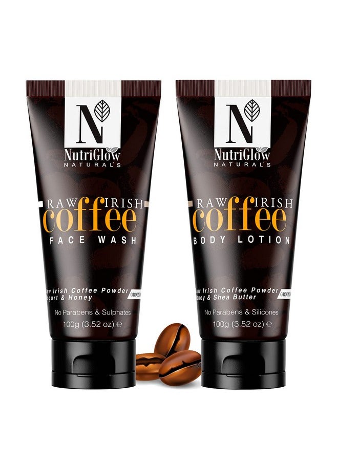 NutriGlow NATURAL'S Coffee Face Wash (100gm) & Coffee Body Lotion (100gm) for Glowing Skin - Combo Pack of 2