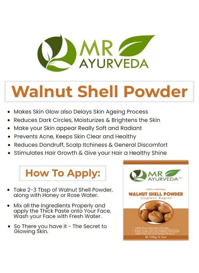 MR Ayurveda 100% Organic Walnut Shell Powder | Walnut Shell Powder for Scrub | Walnut Shell Powder for Skin | Walnut Shell Powder for Hair - Set of 4 (400 Grams)