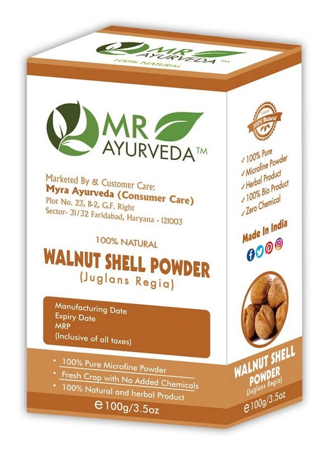 MR Ayurveda 100% Organic Walnut Shell Powder | Walnut Shell Powder for Scrub | Walnut Shell Powder for Skin | Walnut Shell Powder for Hair - Set of 4 (400 Grams)