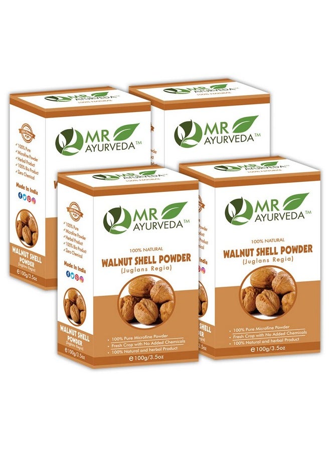 MR Ayurveda 100% Organic Walnut Shell Powder | Walnut Shell Powder for Scrub | Walnut Shell Powder for Skin | Walnut Shell Powder for Hair - Set of 4 (400 Grams)