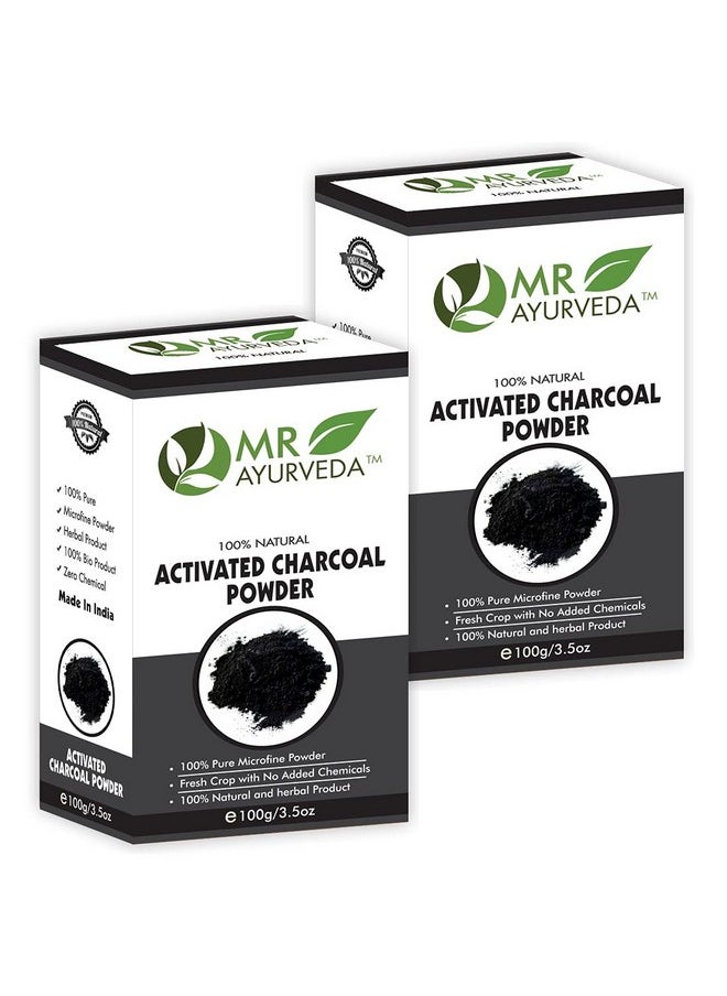 MR Ayurveda Activated Charcoal Powder | Activated Charcoal Powder Organic | Charcoal Powder for Skin | Charcoal Powder for Face | No added Chemicals - Set of 2 (200 Grams)