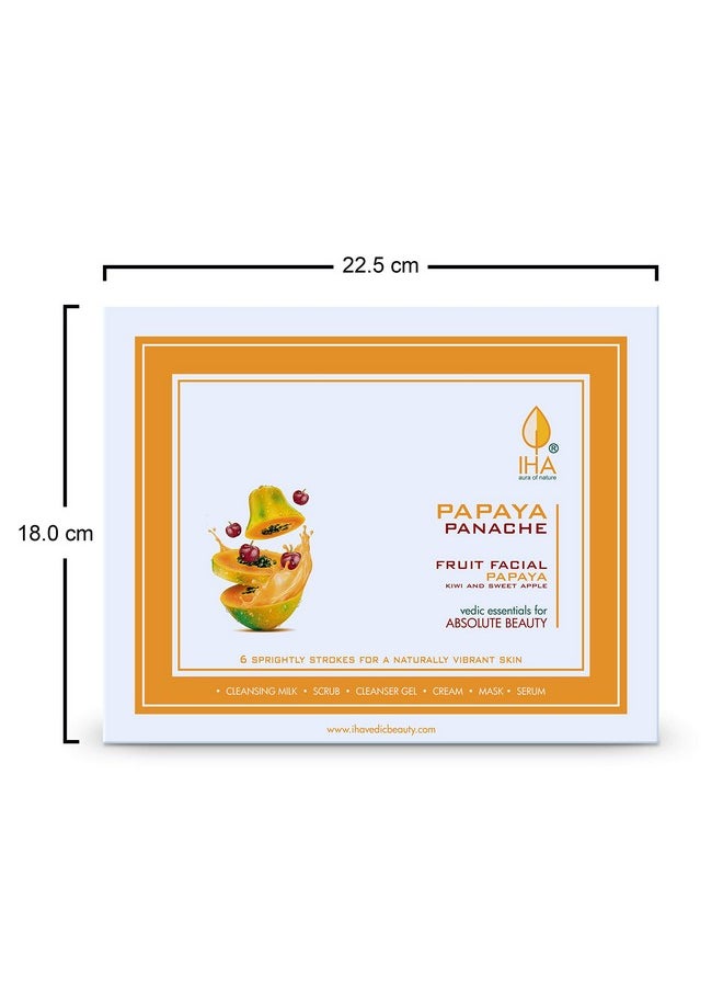 IHA Papaya Panache Big Facial Kit - Herbal Fruit Facial Kit with Papaya, Kiwi and Sweet Apple, Radiant and Glowing Skin, Face Cleanup Kit for Normal to Dry Skin (Combo of 6)