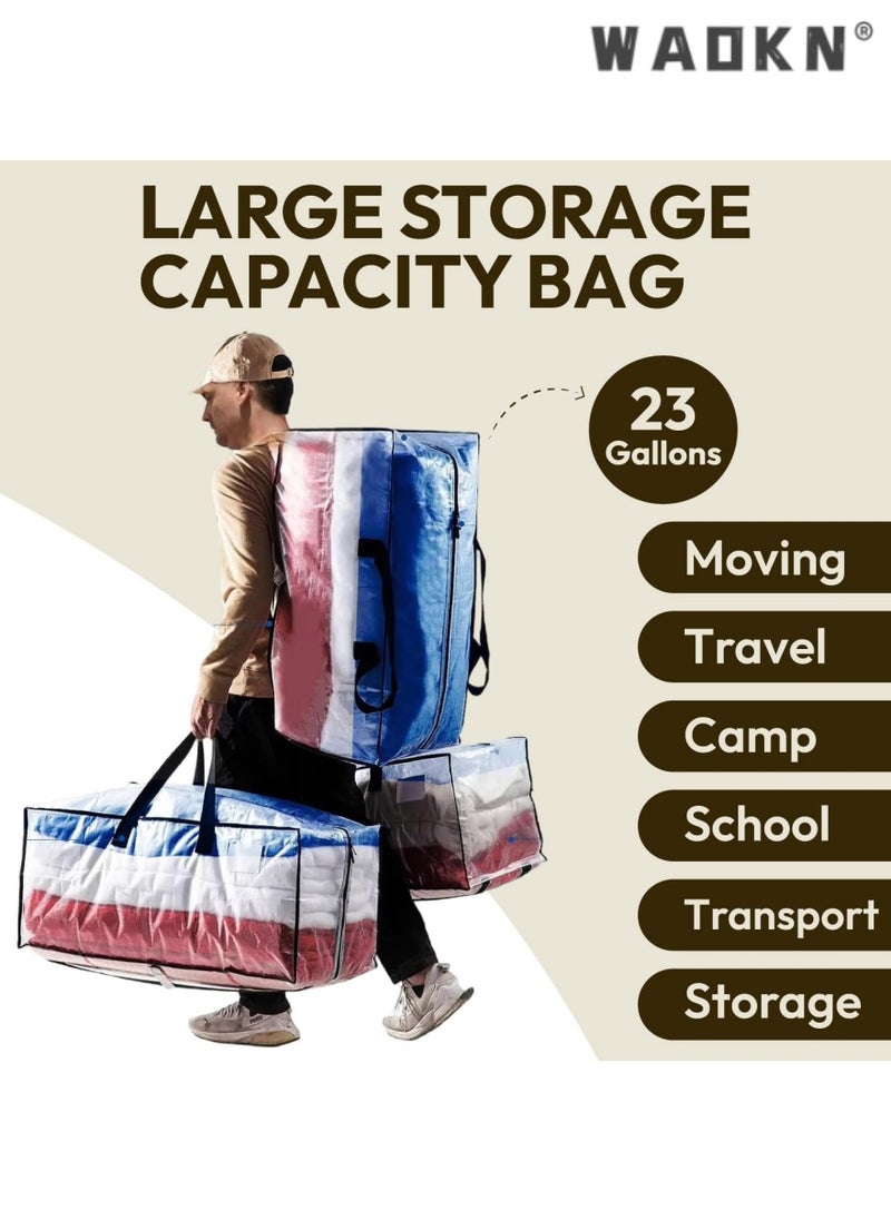 2-Pack Extra-Large Transparent Moving Backpacks with Backpack Straps, Sturdy Handles, and Zippers | Space-Saving, Ultra-Durable Storage Bags Ideal for Moving, Camping, and Travel