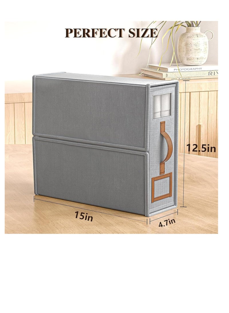 Bed Sheet Organizers and Storage - 4-Pack Foldable Linen Closet Organizer with Clear Window, Sheets Set Folder Keeper, Bedding Storage Box for Bed Sheets and Pillows, Cube Organizer. (GREY)