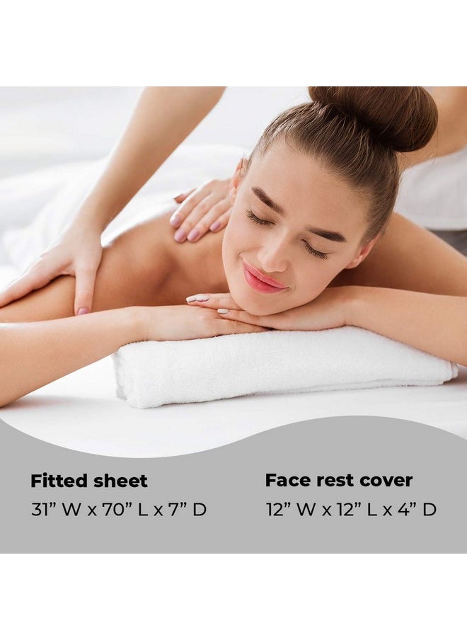 ForPro Professional Collection Waterproof Massage Table Cover, Protective Spa Treatment Sheet Set for Massage Tables, Machine Washable, Includes Massage Fitted Sheet and Face Rest Cover, White