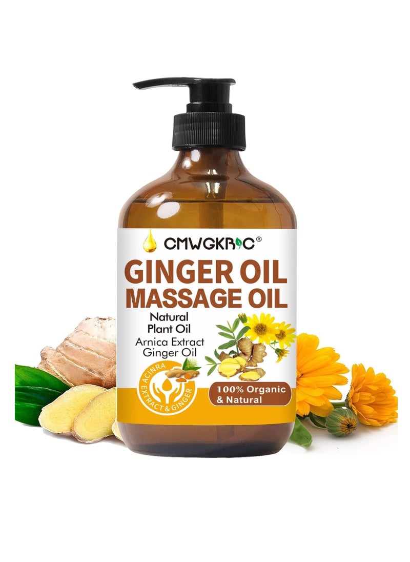 Ginger Oil,Ginger Massage Oil for Lymphatic Drainage,Arnica Oil,100% Natural Massage Oil with Grape Seed Oil Arnica Extract,Vitamin E Oil and Ginger Oil-Warming and Relaxing