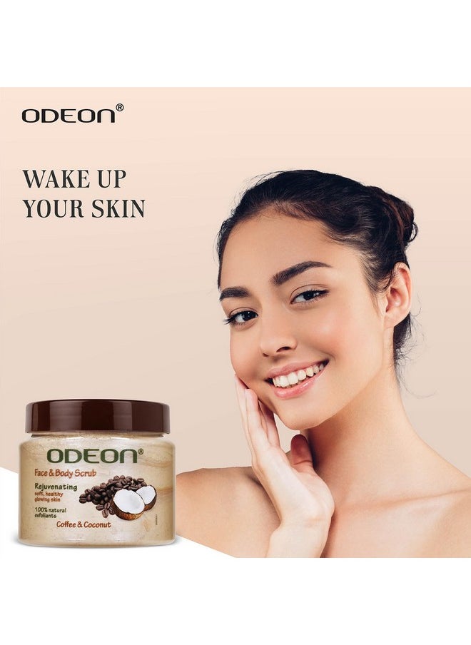 ODEON Coffee and Coconut Scrub (300ml) I Exfoliating Face & Body Scrub for Tan Removal I Rejuvenating Scrub for All Skin Types