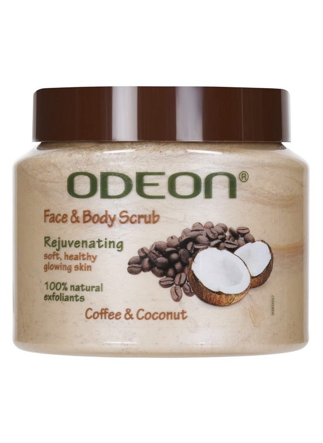 ODEON Coffee and Coconut Scrub (300ml) I Exfoliating Face & Body Scrub for Tan Removal I Rejuvenating Scrub for All Skin Types