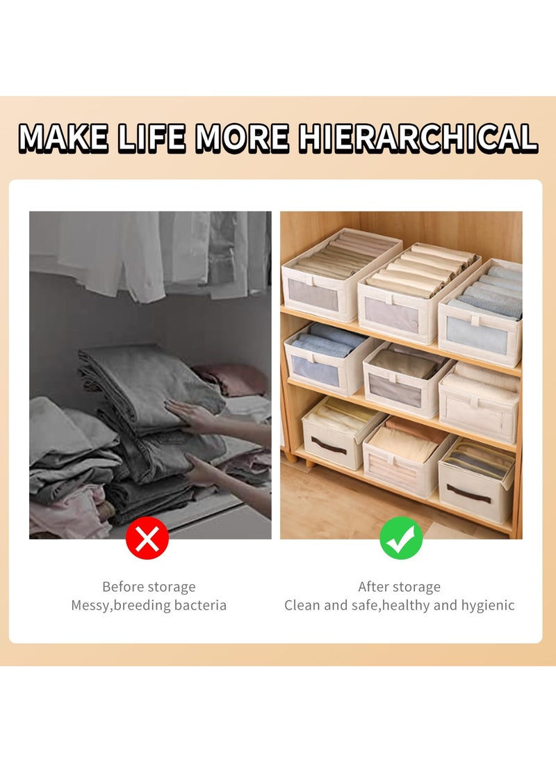 Wardrobe Clothes Organizer, 2pcs Jeans Storage Box, Visible Drawer Organizers for Clothing, Foldable Closet Storage Basket, Washable Drawer Box for Clothing, T-Shirt, Pants, Toys & Books (2Pcs)