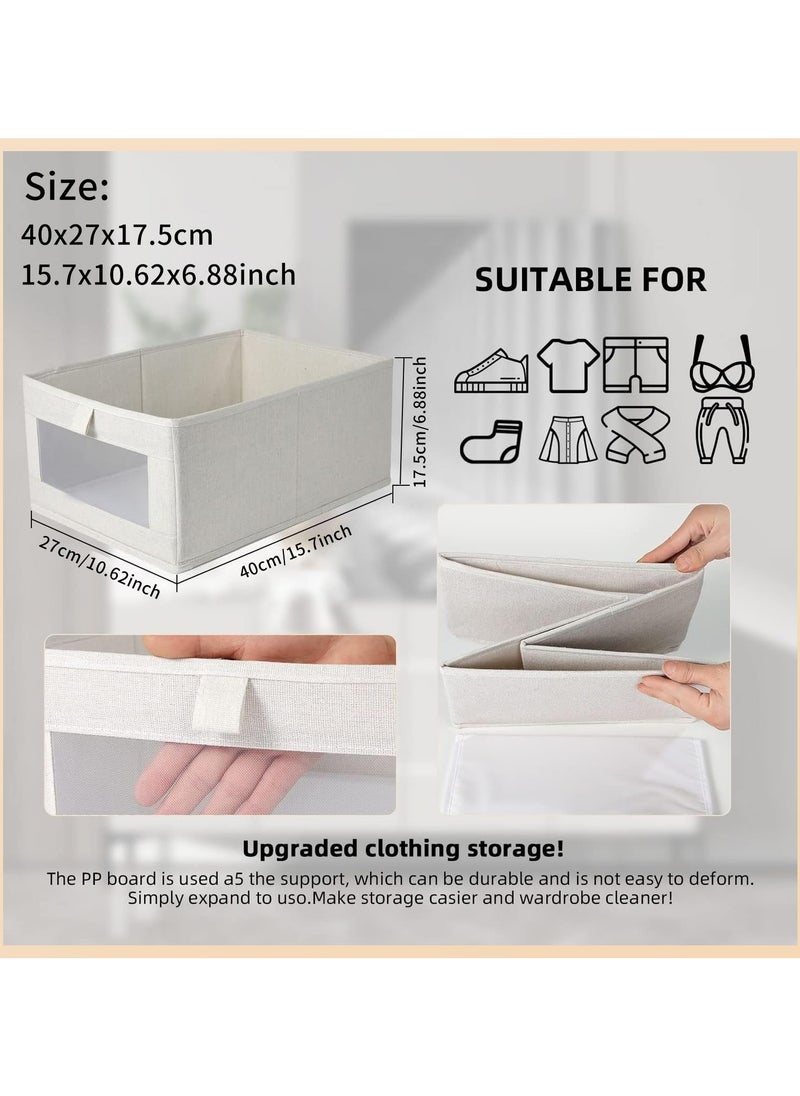 Wardrobe Clothes Organizer, 2pcs Jeans Storage Box, Visible Drawer Organizers for Clothing, Foldable Closet Storage Basket, Washable Drawer Box for Clothing, T-Shirt, Pants, Toys & Books (2Pcs)