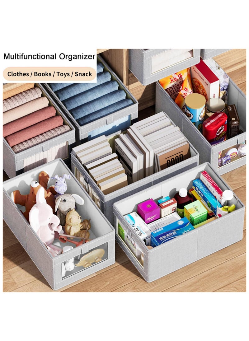 Wardrobe Clothes Organizer, 2pcs Jeans Storage Box, Visible Drawer Organizers for Clothing, Foldable Closet Storage Basket, Washable Drawer Box for Clothing, T-Shirt, Pants, Toys & Books (2Pcs)