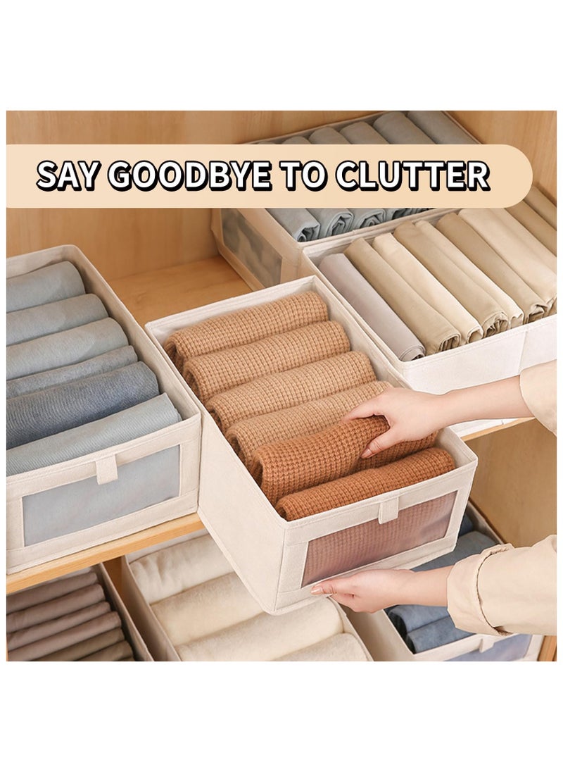 Wardrobe Clothes Organizer, 2pcs Jeans Storage Box, Visible Drawer Organizers for Clothing, Foldable Closet Storage Basket, Washable Drawer Box for Clothing, T-Shirt, Pants, Toys & Books (2Pcs)