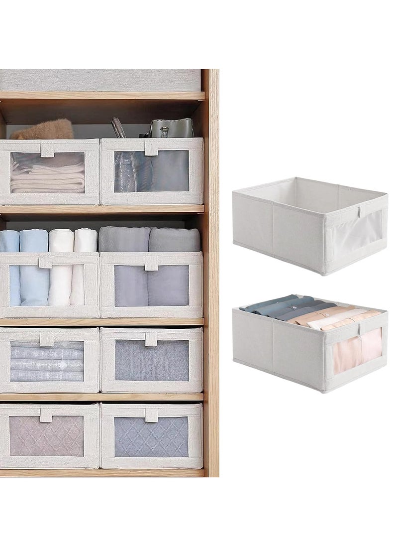 Wardrobe Clothes Organizer, 2pcs Jeans Storage Box, Visible Drawer Organizers for Clothing, Foldable Closet Storage Basket, Washable Drawer Box for Clothing, T-Shirt, Pants, Toys & Books (2Pcs)