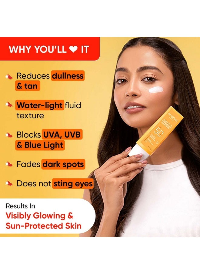 Dot & Key Vitamin C + E Super Bright Sunscreen SPF 50 Combo (Pack of 2, 50gm each) | Water-Light, UVA/UVB & Blue Light Protection | For Even Toned & Glowing Skin | No White Cast, | For All Skin Types