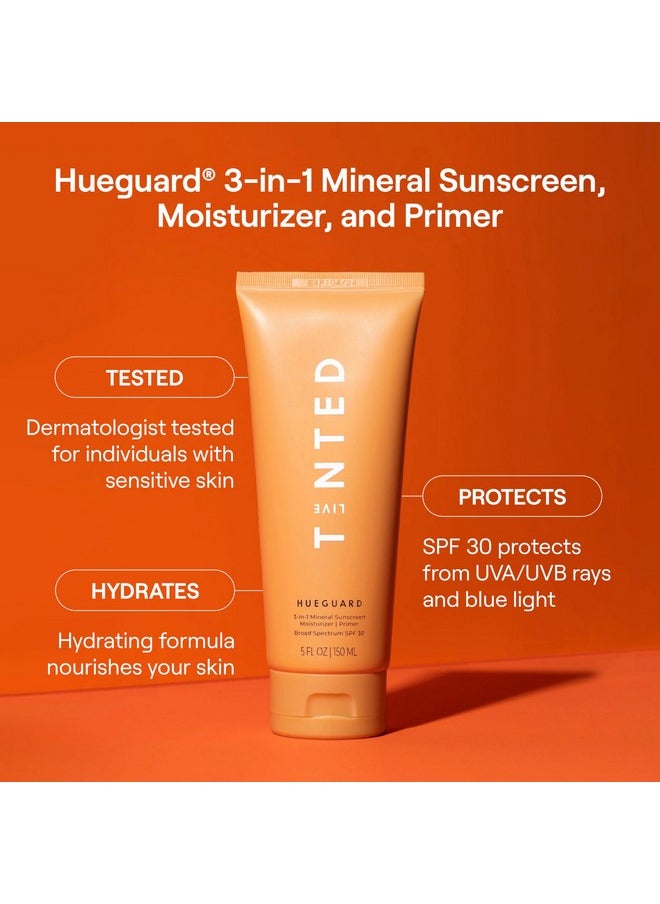 Live Tinted Hueguard® Jumbo 3-in-1 Mineral Sunscreen, Moisturizer, & Primer for Face and Body - Hydrate and Protect the Skin Year Round - SPF 30 to Protect Against UVA/UVB Rays, 5 Fl Oz