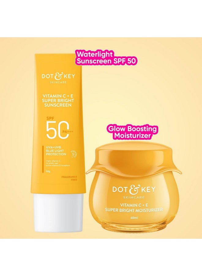 Dot & Key Vitamin C Daily Glow Essentials Skin Care Combo (Vitamin C Sunscreen SPF 50 PA+++ 50gm & Vitamin C Moisturizer 50gm) | For Glowing Skin | For All Skin Types | For Women & Men