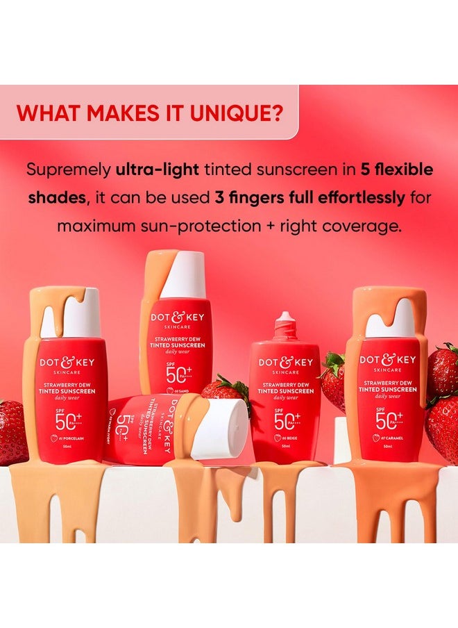 Dot & Key Strawberry Dew Tinted Sunscreen SPF 50+ Pa++++ - 05 Beige | Protection Against UA/UB | Broad Spectrum, Water & Sweat resistant | For All Skin Types | 50ml