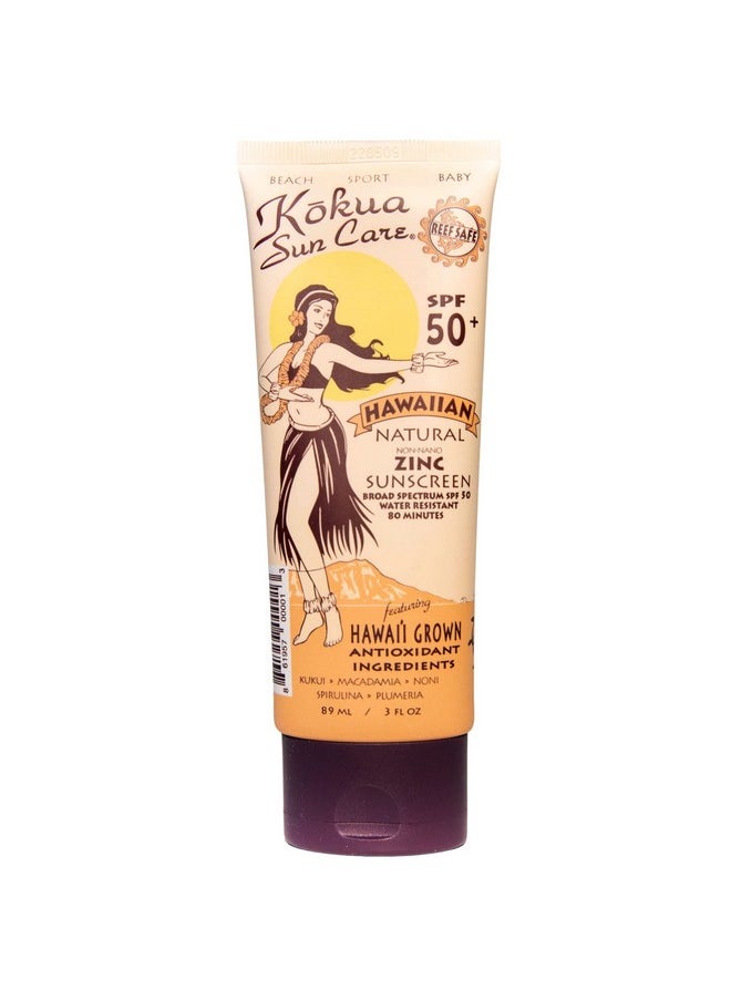 Kokua Sun Care SPF 50/80 Lotion Hawaiian Reef Safe Non Nano Zinc Oxide Sunscreen for Face & Body, Moisturizing Sun Protection Cream, Mineral Water Resistance, Cruelty Free, Natural Vegan Formula