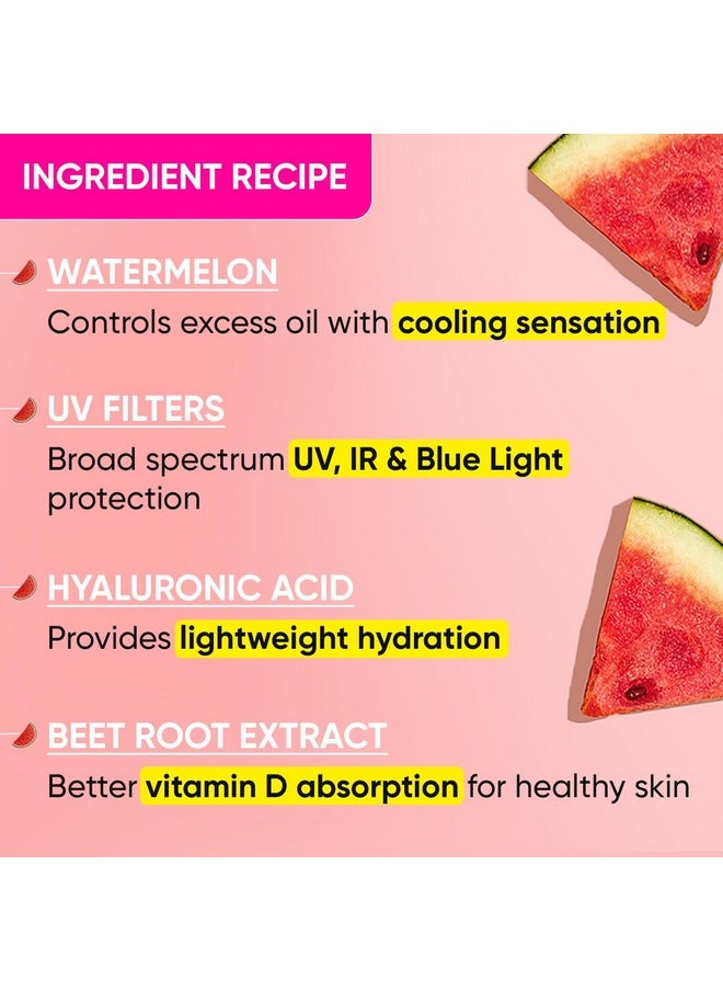 Dot & Key Watermelon Hyaluronic Cooling Sunscreen SPF 50 PA+++ Combo (Pack of 2, 50gm each) | For Oily, Normal & Combination Skin | UV + Blue Light Protection | Lightweight | No White Cast