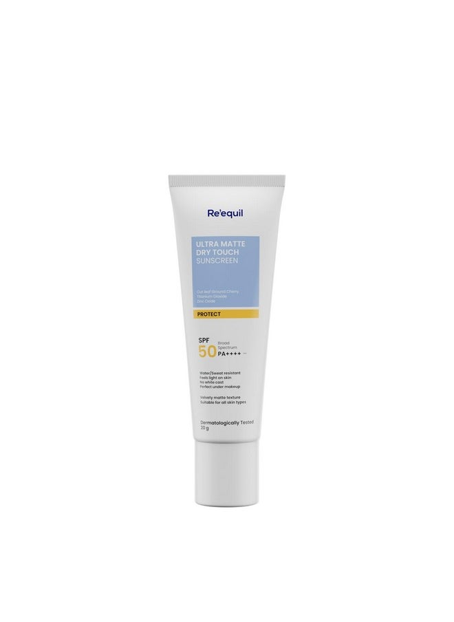 Re' Equil Ultra Matte Dry Touch Sunscreen Gel Spf 50 Pa++++, Water Resistant With Zinc Oxide And Titanium Dioxide 20G