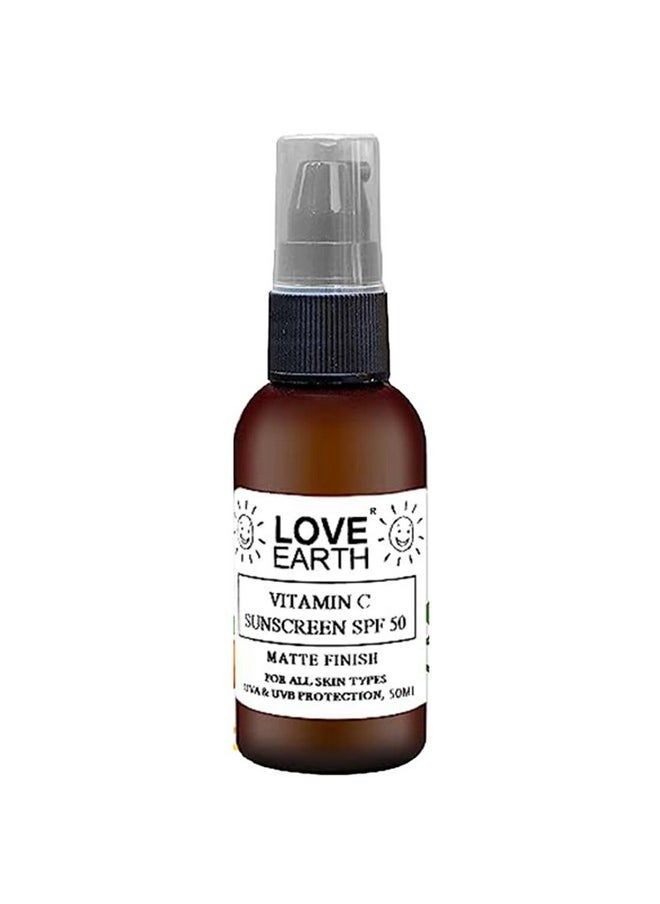 Love Earth Vitamin C Sunscreen SPF-50 For Sun's UVA, UVB Ray Protection With Vitamin C & Essential Oils For All Skin Types 50ml