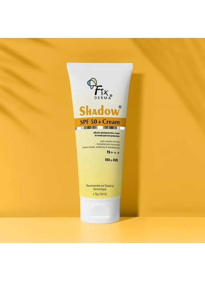 Fixderma Shadow Sunscreen SPF 50+ PA+++ Cream | Sunscreen for Dry Skin | Sun Screen Protector SPF 50, | Sunscreen for Body & Face | UVA & UVB Protection | Sunscreen for Women & Men (75g) - Pack of 2