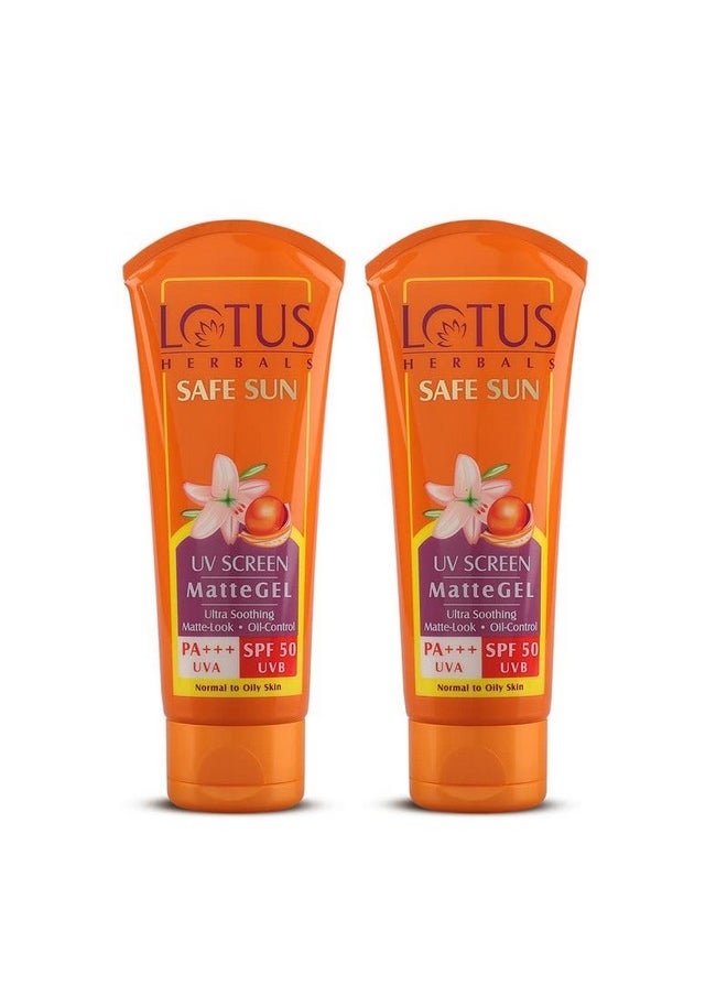 Lotus Herbals Safe Sun Uv Screen Matte Gel Spf 50| Comfrey,Vanilla, Horse Extract| Paraben Free, Cruelty free, no white cast| Normal to Oily Skin| Pa+++ | 30 gm (Pack Of 2)