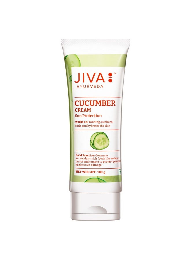 Jiva Cucumber Cream 100gm | 100% Pure & Natural | Cools & Hydrates The Skin, Prevents Tanning & Sunburn | Natural Sunscreen With SPF 30 | Protects From UV Rays And Sun Tanning (Pack of 2)