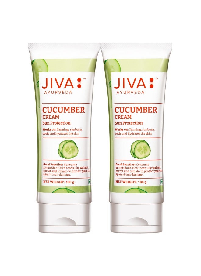 Jiva Cucumber Cream 100gm | 100% Pure & Natural | Cools & Hydrates The Skin, Prevents Tanning & Sunburn | Natural Sunscreen With SPF 30 | Protects From UV Rays And Sun Tanning (Pack of 2)