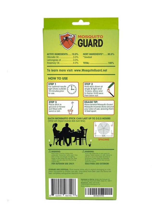 Mosquito Guard 12 Mosquito Repellent Sticks, 2.5 Hrs Protection 1ft Citronella Incense Sticks Outdoor, Plant-Based Mosquito Repellent Incense Sticks, Mosquito Repellent Outdoor Patio, Bug Repellent